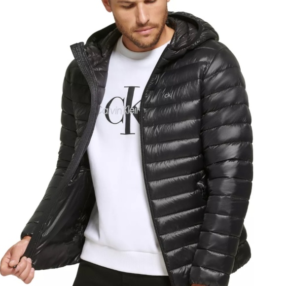 New CALVIN KLEIN Men's Hooded & Quilted Packable Jacket - Picture 1 of 8
